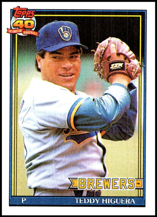 1991 Topps #475 Teddy Higuera Baseball Milwaukee Brewers  Image 1
