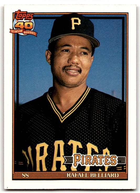 1991 Topps #487 Rafael Belliard Baseball Pittsburgh Pirates  Image 1