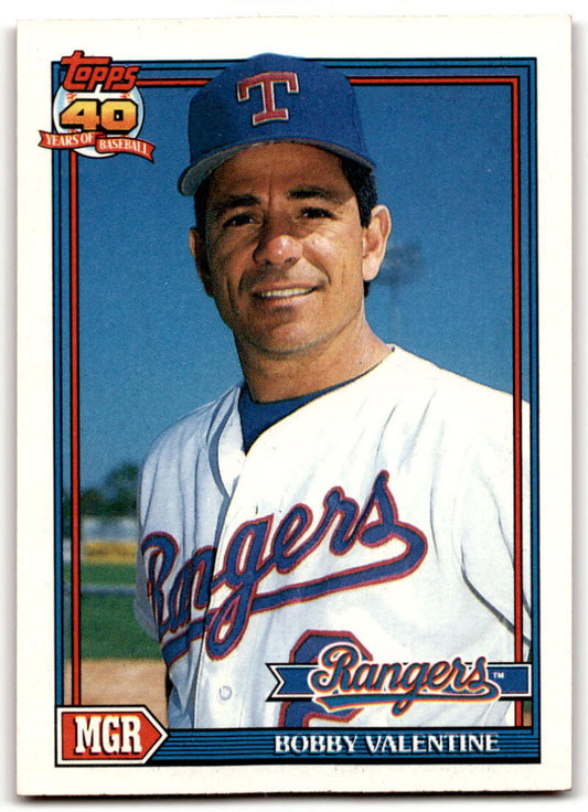 1991 Topps #489 Bobby Valentine MG Baseball Texas Rangers  Image 1