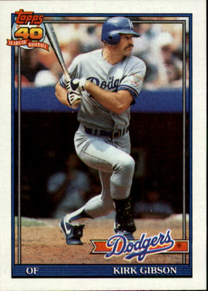 1991 Topps #490 Kirk Gibson Baseball Los Angeles Dodgers Image 1