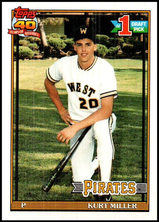 1991 Topps #491 Kurt Miller Baseball RC Rookie Pittsburgh Pirates  Image 1