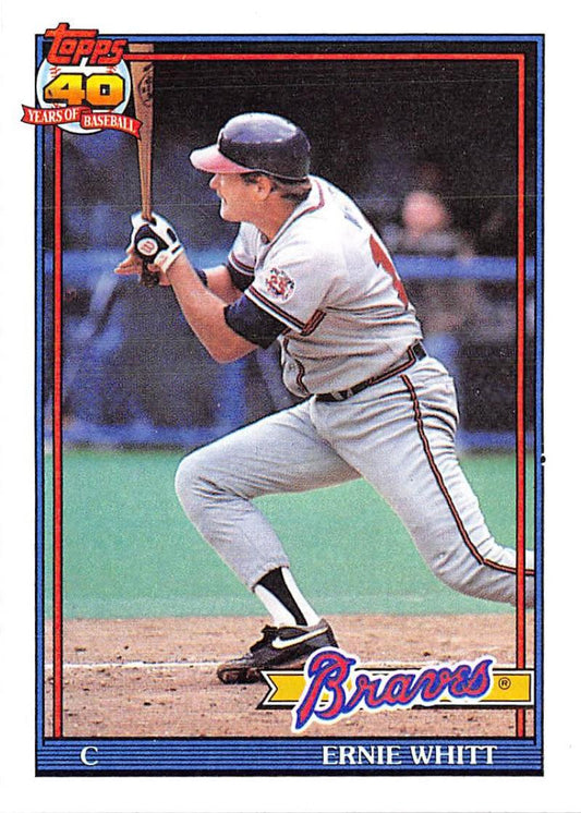 1991 Topps #492 Ernie Whitt Baseball Atlanta Braves  Image 1