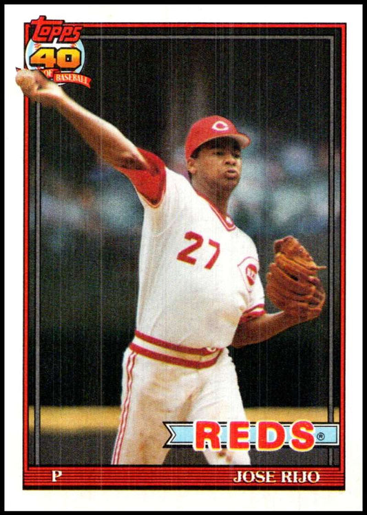1991 Topps #493 Jose Rijo Baseball Cincinnati Reds  Image 1