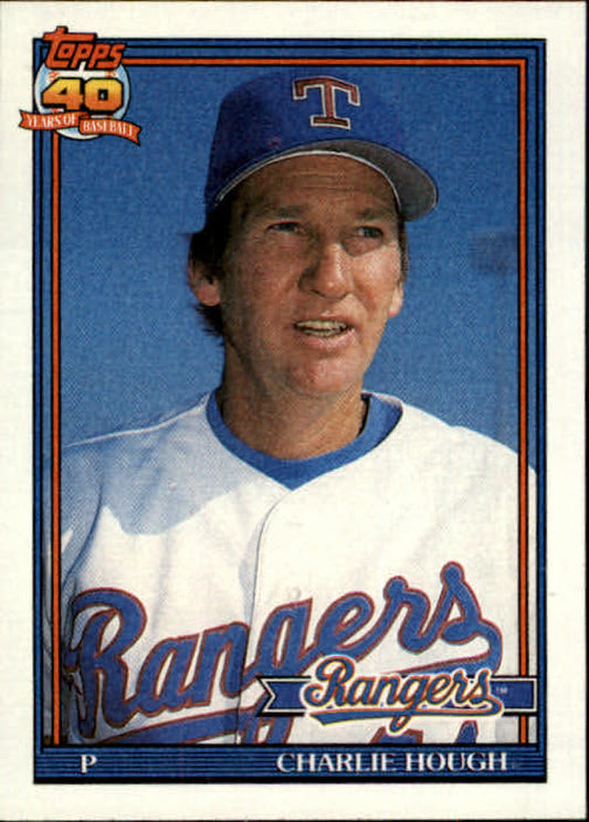1991 Topps #495 Charlie Hough Baseball Texas Rangers  Image 1