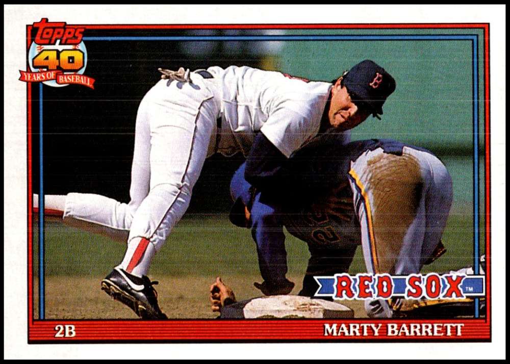 1991 Topps #496 Marty Barrett Baseball Boston Red Sox Image 1