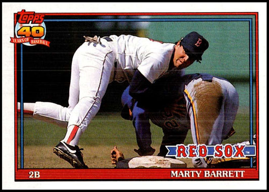 1991 Topps #496 Marty Barrett Baseball Boston Red Sox  Image 1