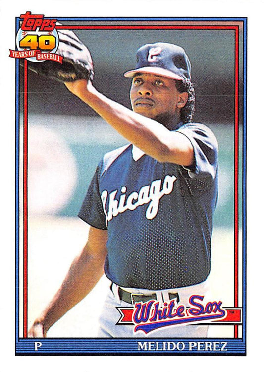 1991 Topps #499 Melido Perez Baseball Chicago White Sox  Image 1