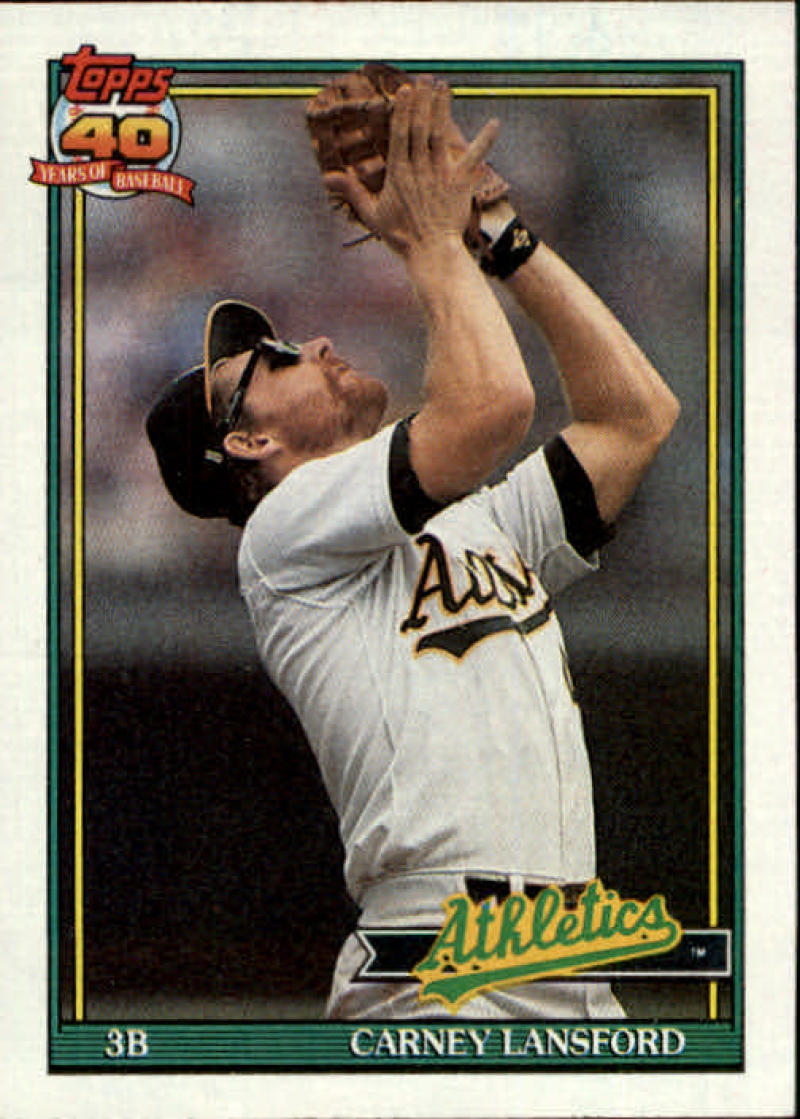 1991 Topps #502 Carney Lansford Baseball Oakland Athletics Image 1