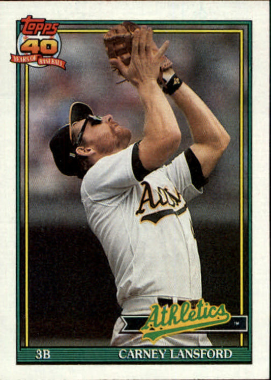 1991 Topps #502 Carney Lansford Baseball Oakland Athletics  Image 1