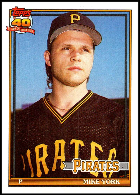 1991 Topps #508 Mike York Baseball RC Rookie Pittsburgh Pirates  Image 1