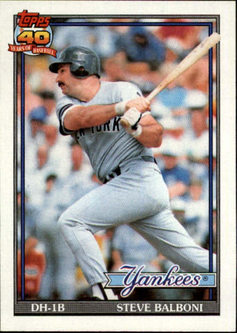 1991 Topps #511 Steve Balboni Baseball New York Yankees Image 1