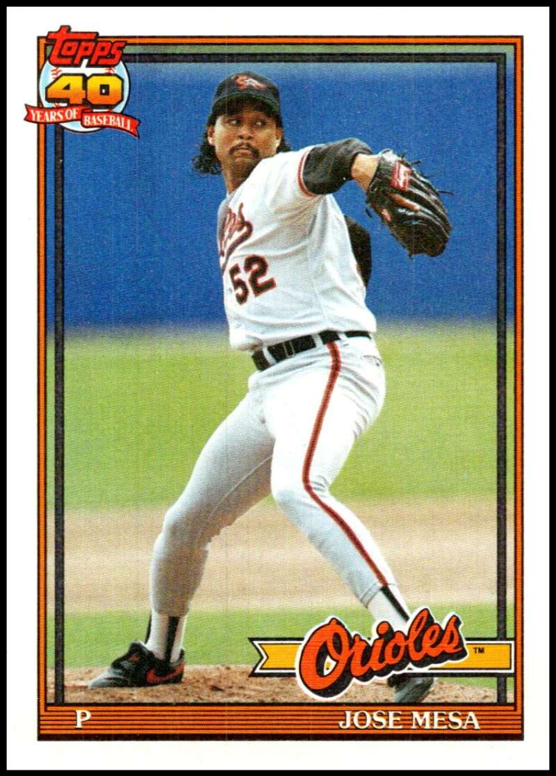 1991 Topps #512 Jose Mesa Baseball Baltimore Orioles Image 1