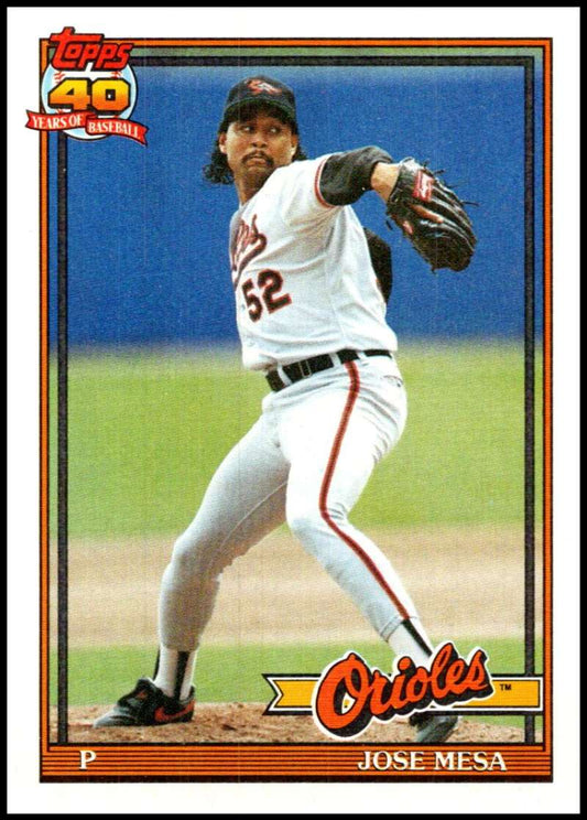 1991 Topps #512 Jose Mesa Baseball Baltimore Orioles  Image 1