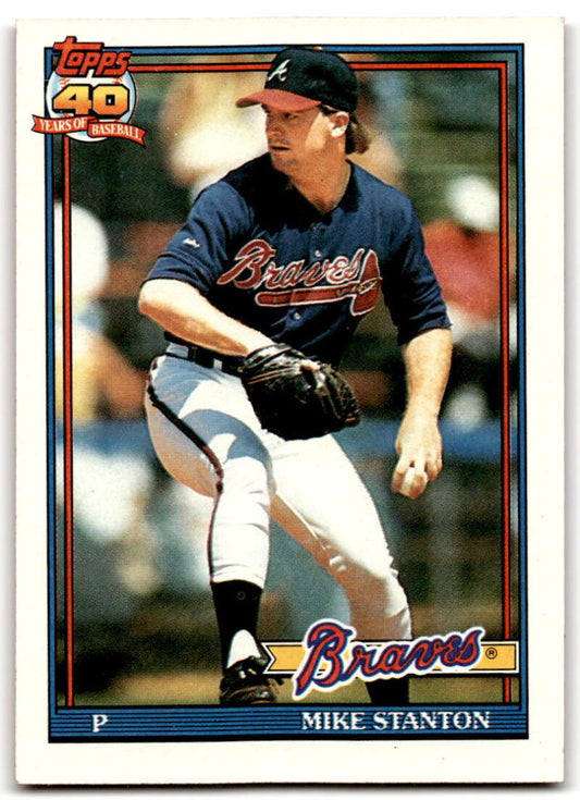 1991 Topps #514 Mike Stanton Baseball Atlanta Braves  Image 1
