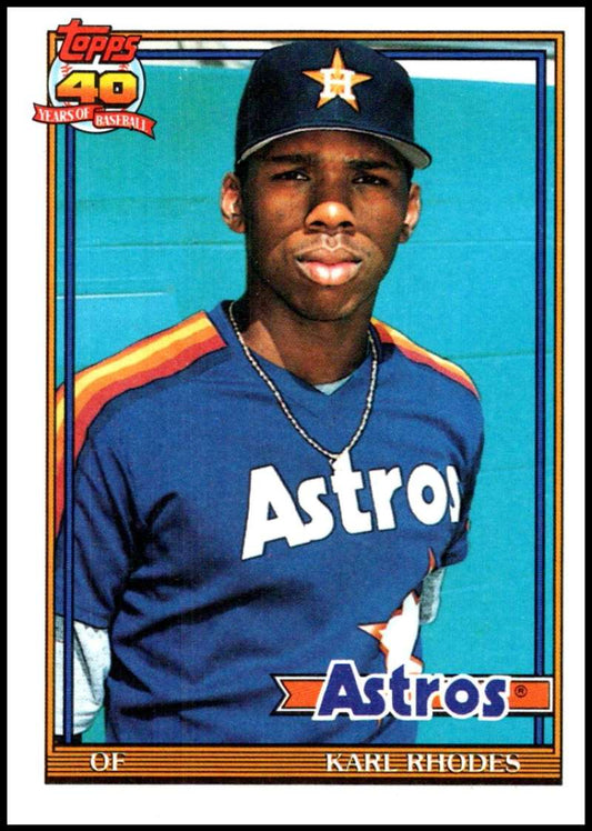 1991 Topps #516 Karl Rhodes Baseball Houston Astros  Image 1