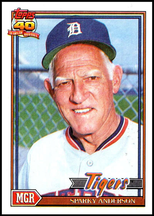 1991 Topps #519 Sparky Anderson MG Baseball Detroit Tigers  Image 1