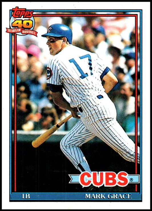 1991 Topps #520 Mark Grace Baseball Chicago Cubs  Image 1