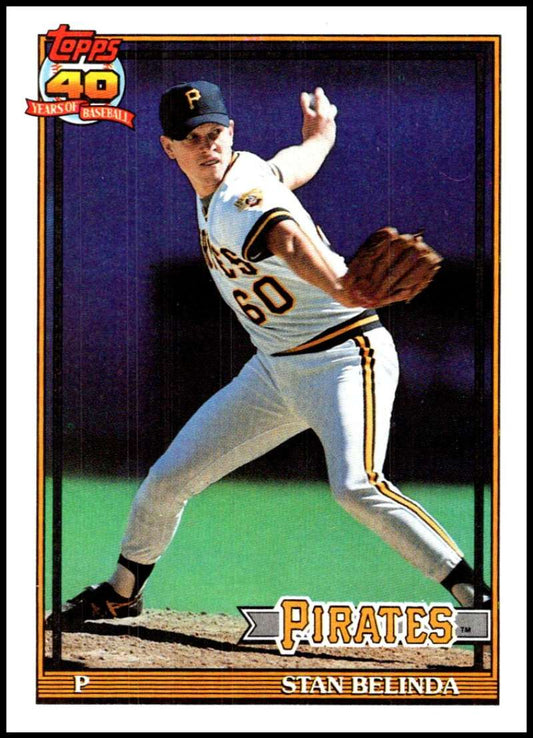 1991 Topps #522 Stan Belinda Baseball Pittsburgh Pirates  Image 1