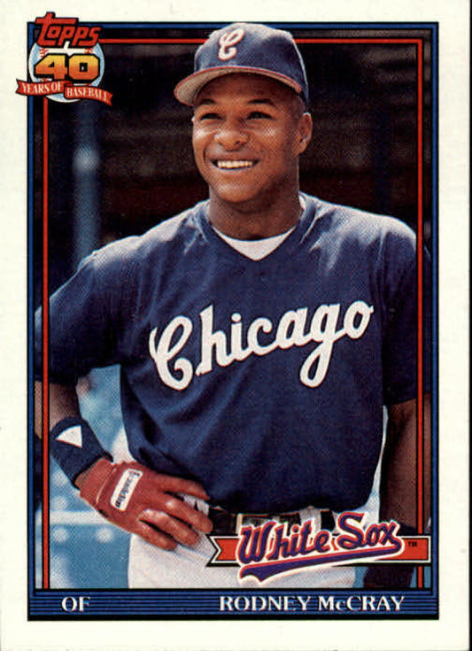 1991 Topps #523 Rodney McCray Baseball RC Rookie Chicago White Sox  Image 1