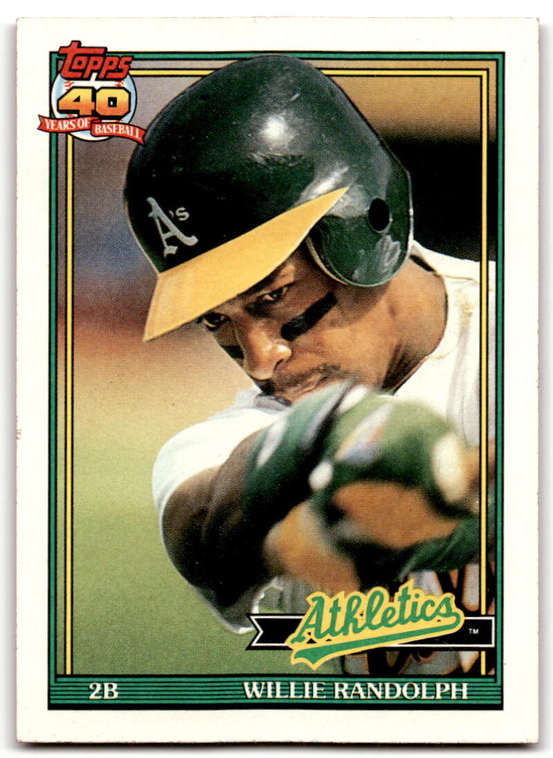1991 Topps #525 Willie Randolph Baseball Oakland Athletics Image 1