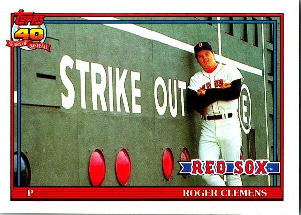 1991 Topps #530 Roger Clemens Baseball Boston Red Sox Image 1