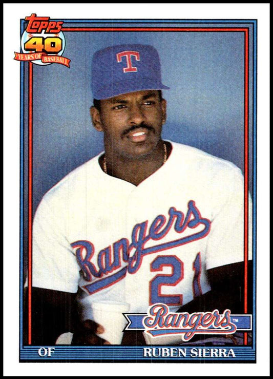 1991 Topps #535 Ruben Sierra UER Baseball Texas Rangers  Image 1