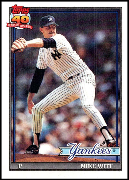 1991 Topps #536 Mike Witt Baseball New York Yankees  Image 1