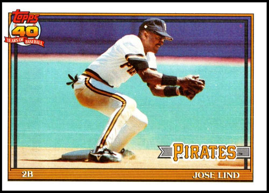 1991 Topps #537 Jose Lind Baseball Pittsburgh Pirates  Image 1