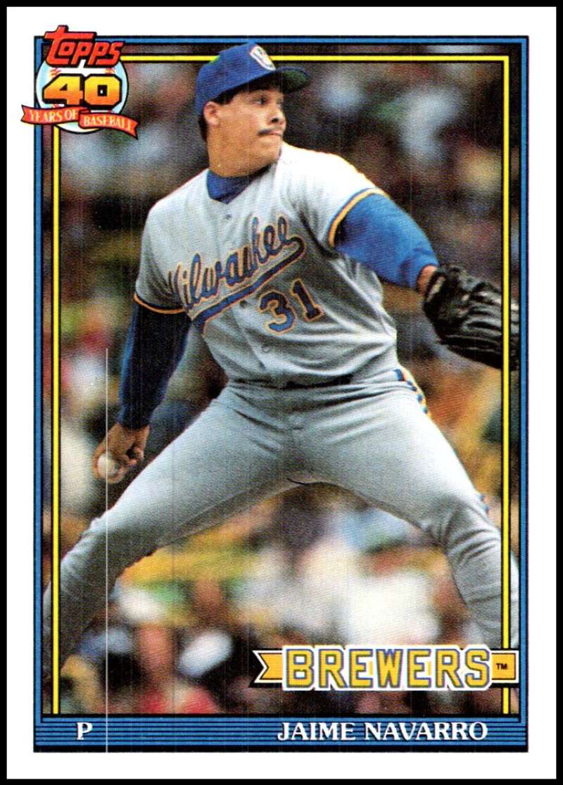 1991 Topps #548 Jaime Navarro Baseball Milwaukee Brewers Image 1