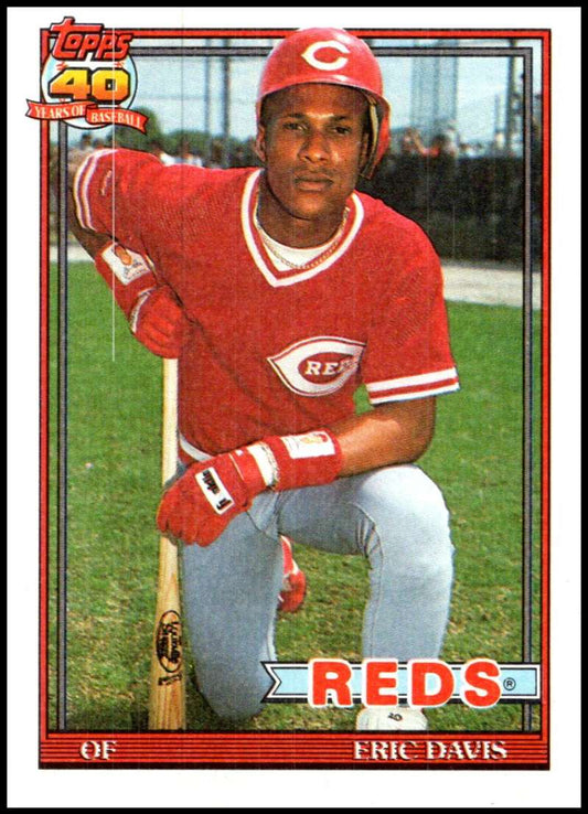 1991 Topps #550 Eric Davis Baseball Cincinnati Reds  Image 1