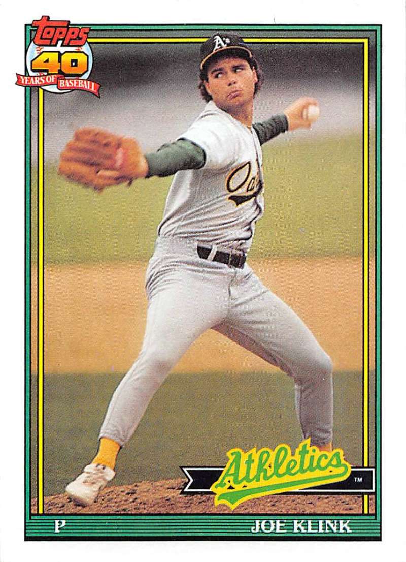 1991 Topps #553 Joe Klink Baseball Oakland Athletics Image 1