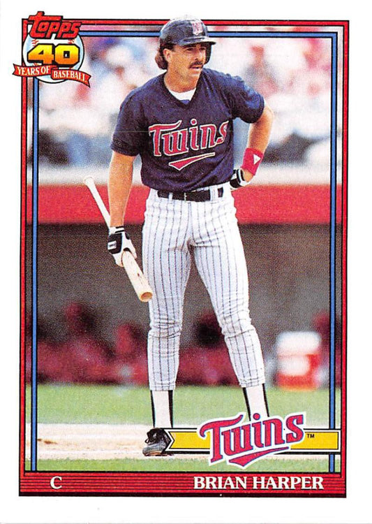 1991 Topps #554 Brian Harper Baseball Minnesota Twins  Image 1