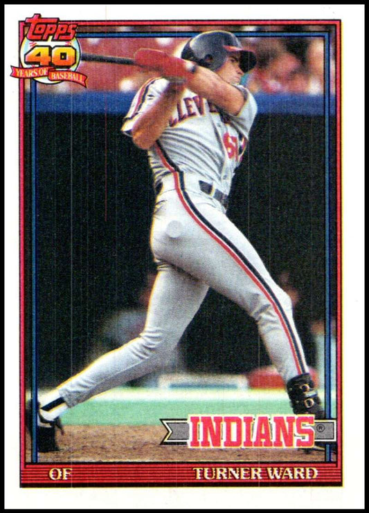1991 Topps #555 Turner Ward Baseball RC Rookie Cleveland Indians  Image 1