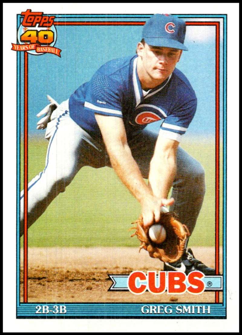 1991 Topps #560 Greg Smith Baseball Chicago Cubs Image 1