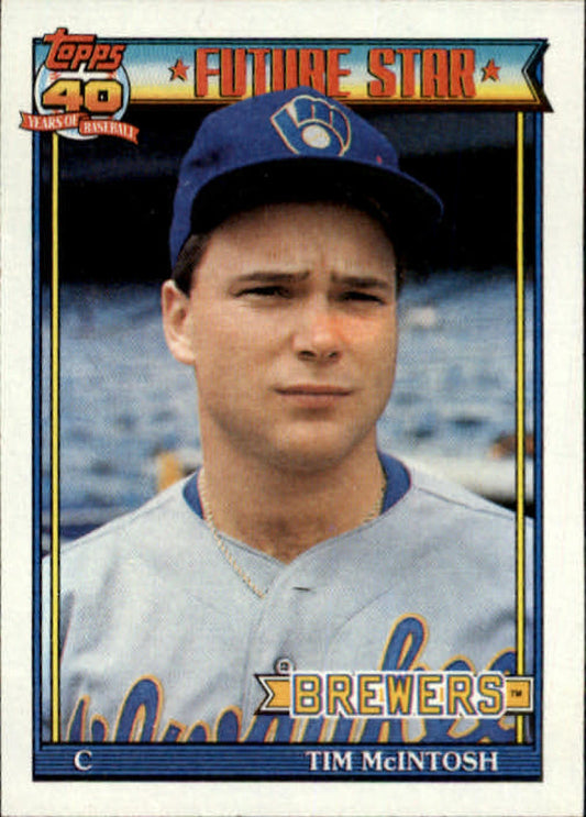 1991 Topps #561 Tim McIntosh Baseball Milwaukee Brewers  Image 1