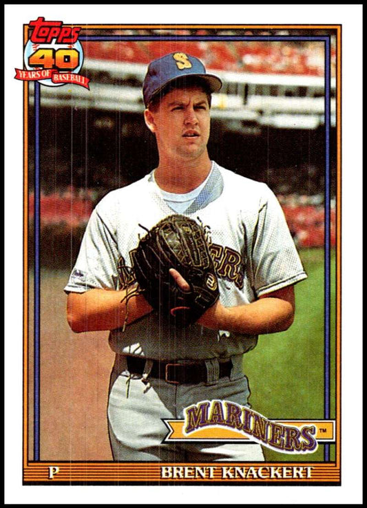 1991 Topps #563 Brent Knackert Baseball Seattle Mariners  Image 1