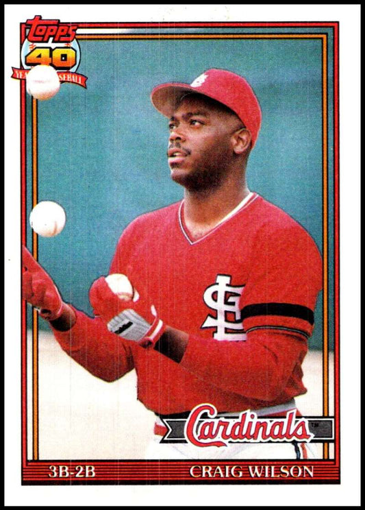 1991 Topps #566 Craig Wilson Baseball RC Rookie St. Louis Cardinals  Image 1