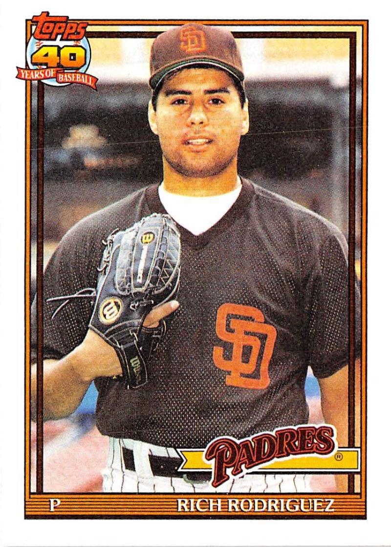 1991 Topps #573 Rich Rodriguez UER Baseball RC Rookie San Diego Padres Image 1