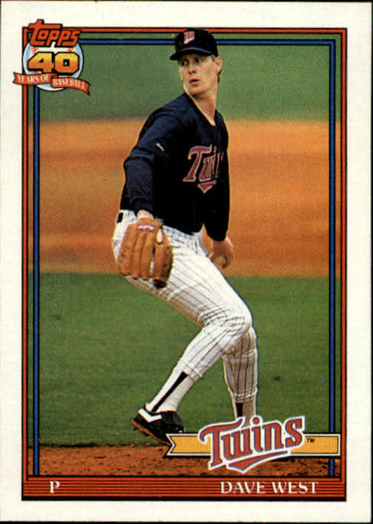1991 Topps #578 David West Baseball Minnesota Twins  Image 1