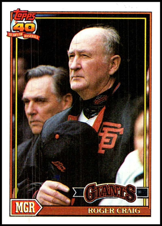 1991 Topps #579 Roger Craig MG Baseball San Francisco Giants  Image 1