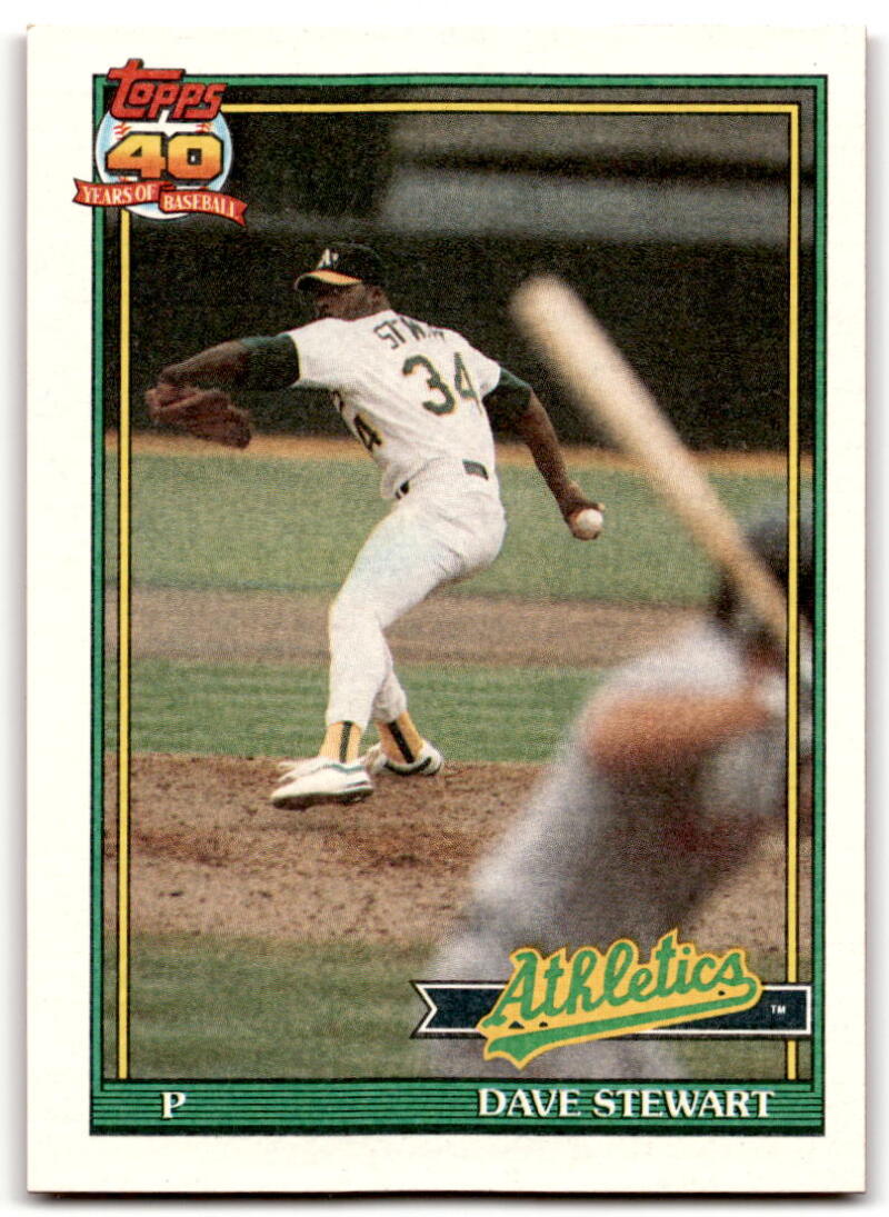 1991 Topps #580 Dave Stewart Baseball Oakland Athletics Image 1