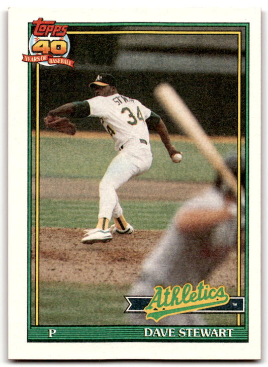 1991 Topps #580 Dave Stewart Baseball Oakland Athletics  Image 1