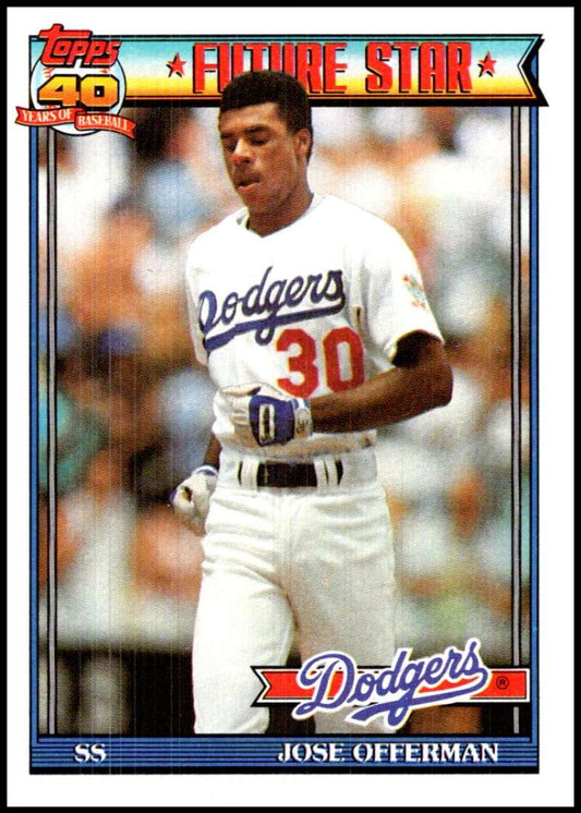 1991 Topps #587 Jose Offerman UER Baseball Los Angeles Dodgers  Image 1