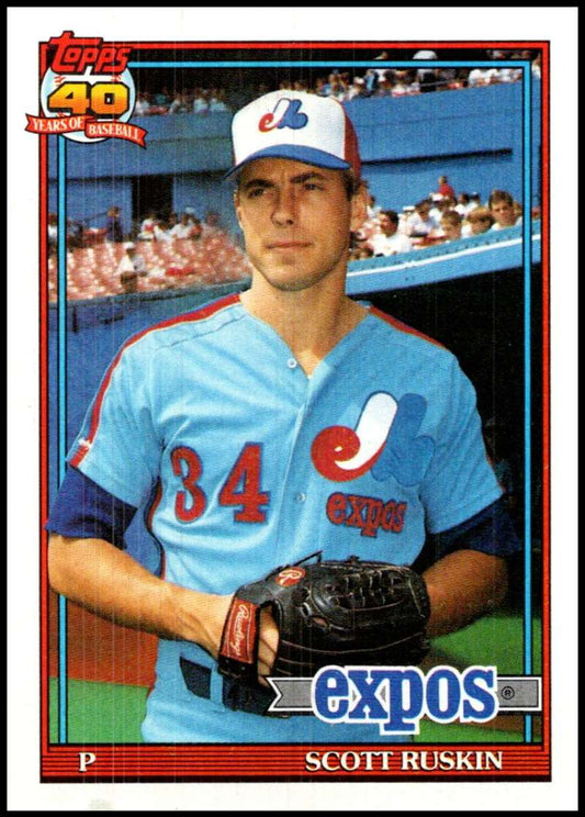 1991 Topps #589 Scott Ruskin Baseball Montreal Expos  Image 1
