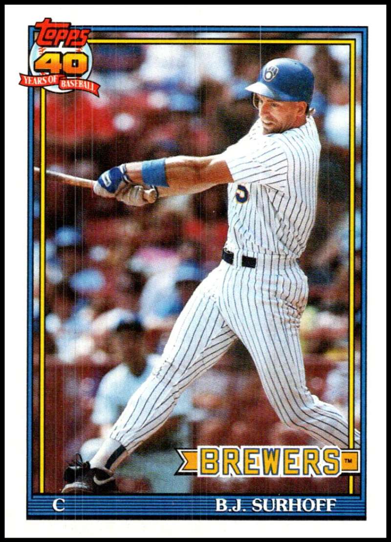 1991 Topps #592 B.J. Surhoff Baseball Milwaukee Brewers Image 1
