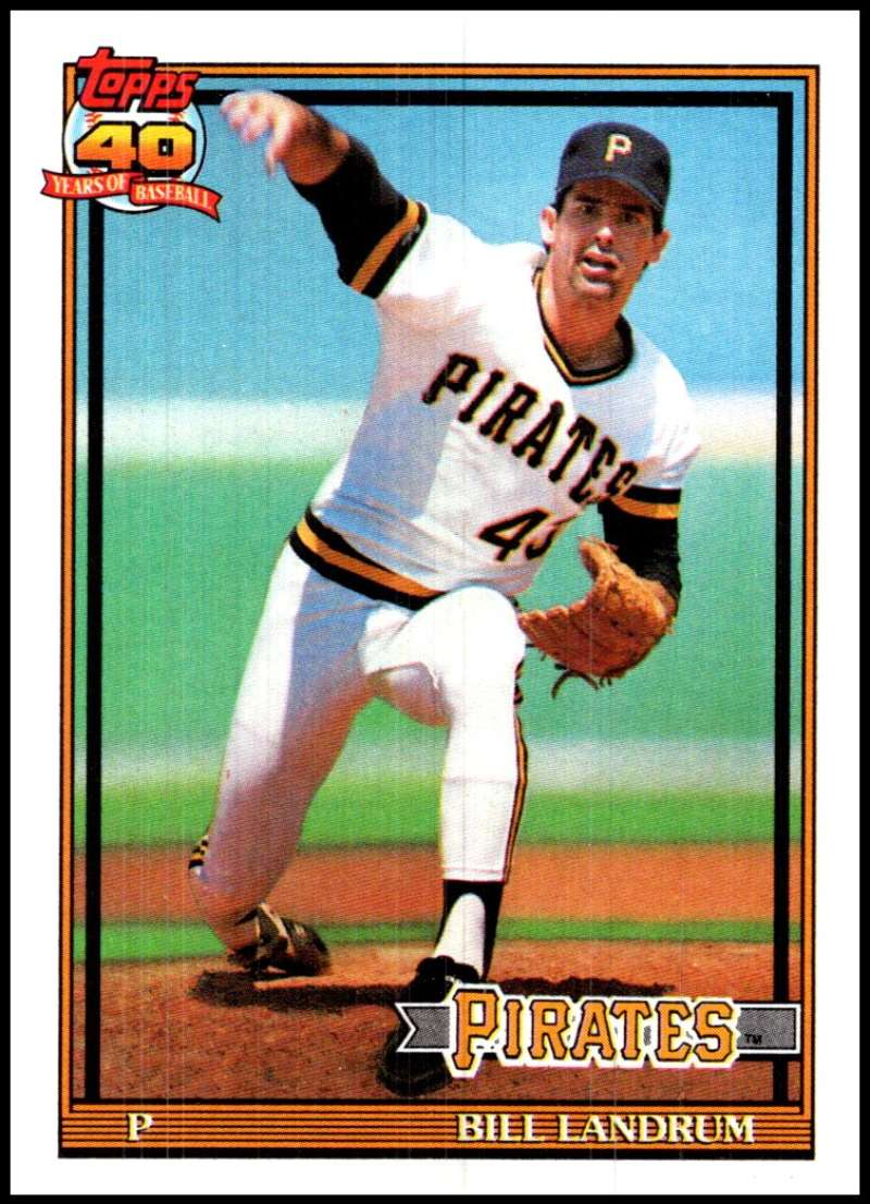 1991 Topps #595 Bill Landrum Baseball Pittsburgh Pirates Image 1