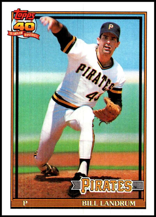 1991 Topps #595 Bill Landrum Baseball Pittsburgh Pirates  Image 1