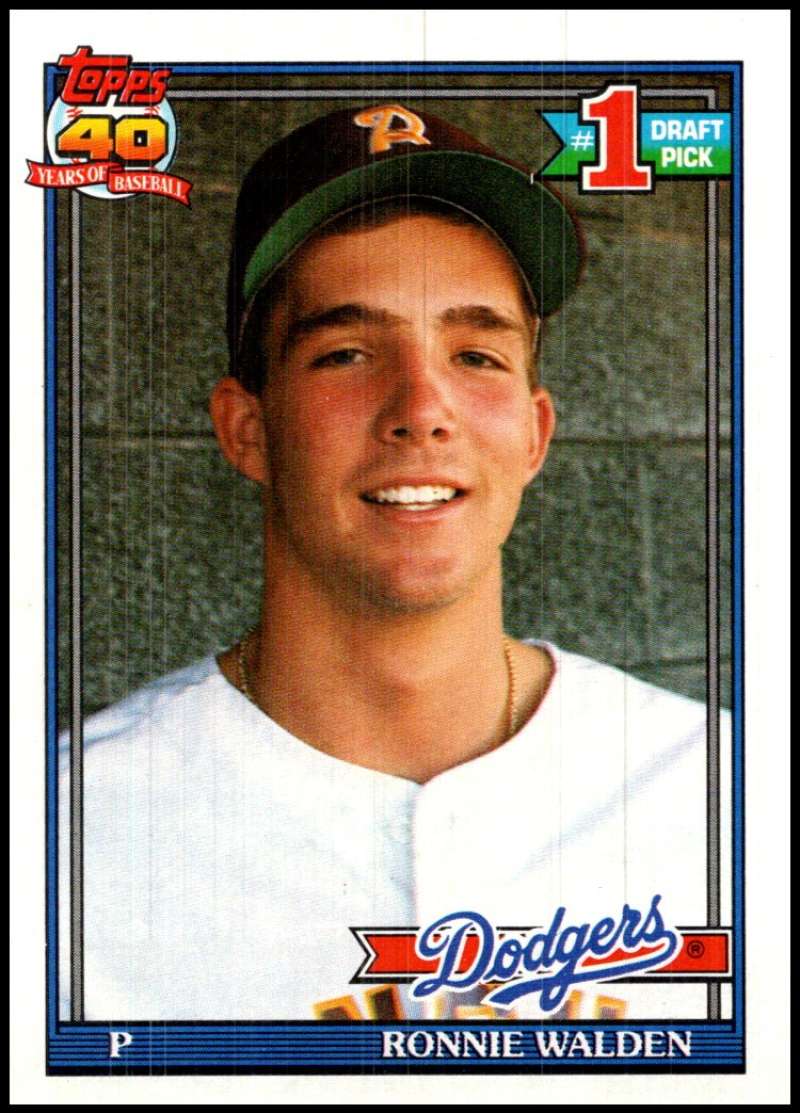 1991 Topps #596 Ronnie Walden Baseball RC Rookie Los Angeles Dodgers Image 1