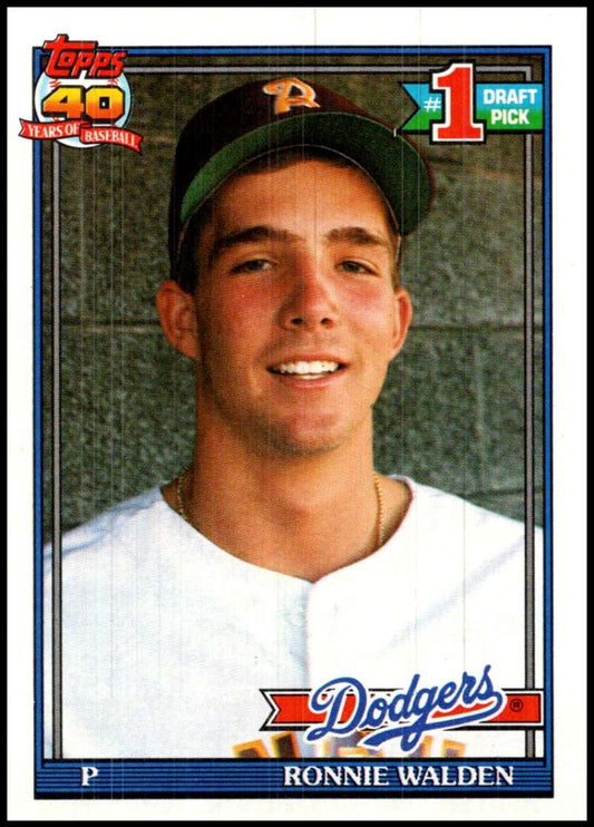 1991 Topps #596 Ronnie Walden Baseball RC Rookie Los Angeles Dodgers  Image 1