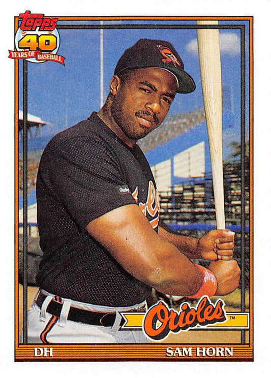 1991 Topps #598 Sam Horn Baseball Baltimore Orioles  Image 1